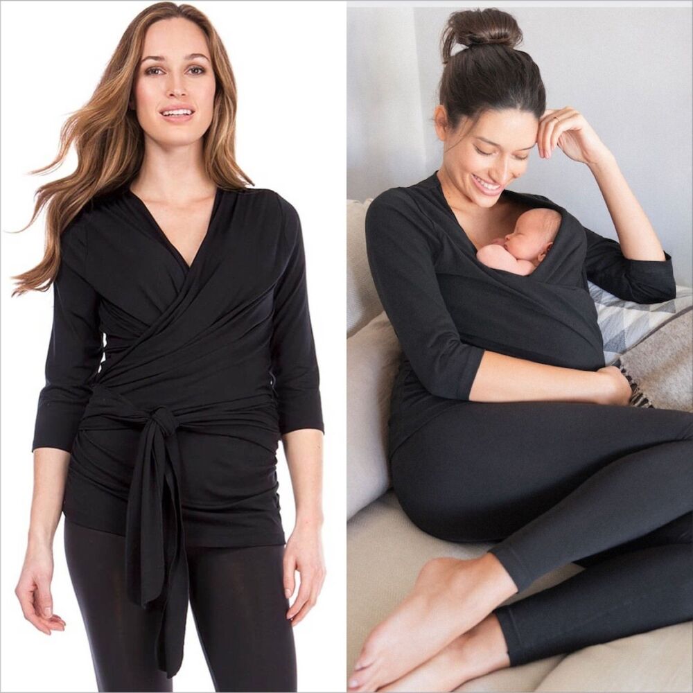 Seraphine Black Wrap Nursing & Maternity Top